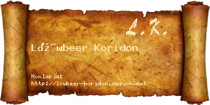 Löwbeer Koridon névjegykártya